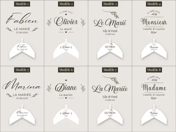 Cintre de mariage personnalisé | Produit | Laser Spark | Objets de décoration et accessoires en gravure laser | Décoration pour votre intérieur et tous vos événements, idées cadeaux, accessoires originaux