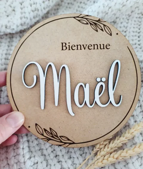 Carte de bienvenue naissance de bébé | Produit | Laser Spark | Objets de décoration et accessoires en gravure laser | Décoration pour votre intérieur et tous vos événements, idées cadeaux, accessoires originaux