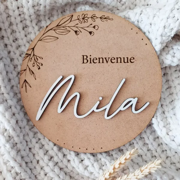 Carte de bienvenue naissance de bébé | Produit | Laser Spark | Objets de décoration et accessoires en gravure laser | Décoration pour votre intérieur et tous vos événements, idées cadeaux, accessoires originaux