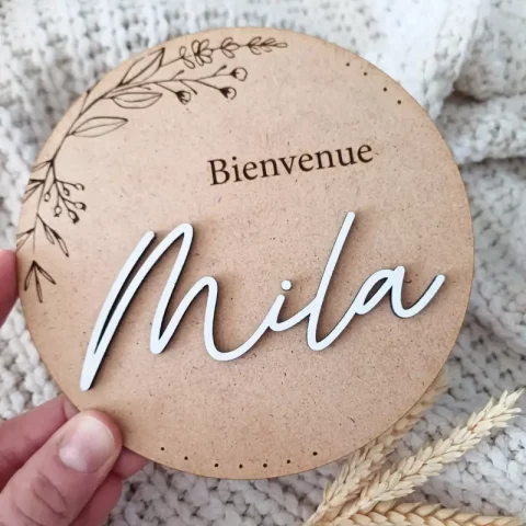 Carte de bienvenue naissance de bébé | Produit | Laser Spark | Objets de décoration et accessoires en gravure laser | Décoration pour votre intérieur et tous vos événements, idées cadeaux, accessoires originaux