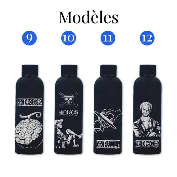 Gourde personnalisée One Piece | Produit | Laser Spark | Objets de décoration et accessoires en gravure laser | Décoration pour votre intérieur et tous vos événements, idées cadeaux, accessoires originaux