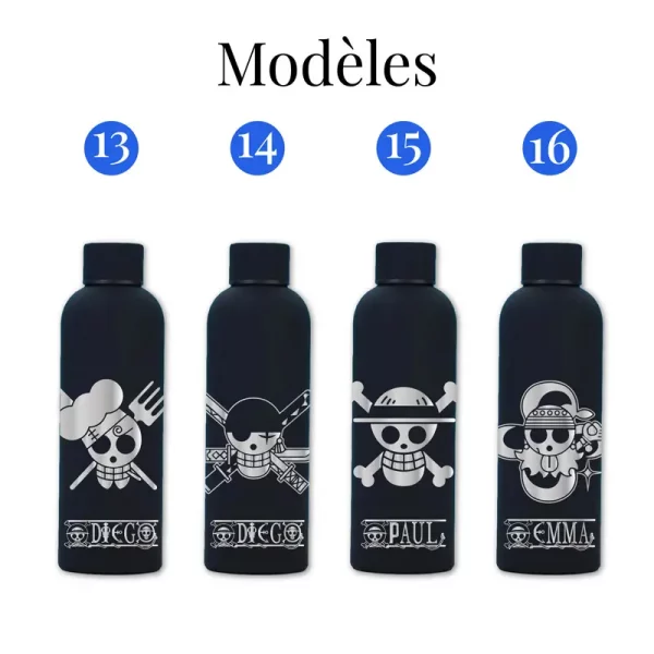 Gourde personnalisée One Piece | Produit | Laser Spark | Objets de décoration et accessoires en gravure laser | Décoration pour votre intérieur et tous vos événements, idées cadeaux, accessoires originaux