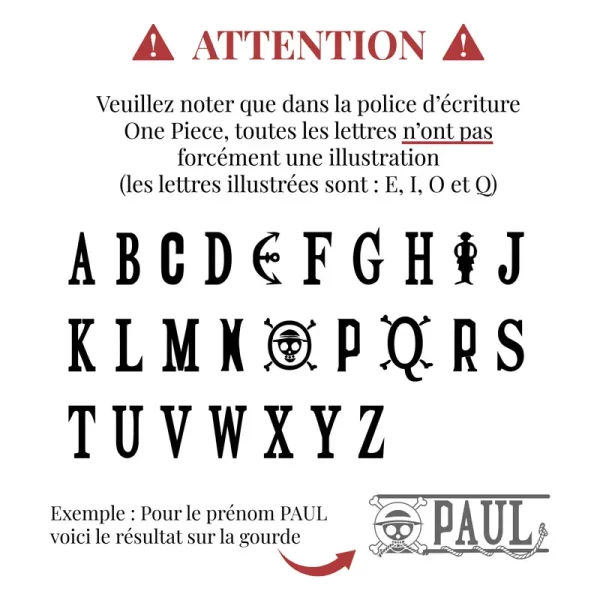 Gourde personnalisée One Piece | Produit | Laser Spark | Objets de décoration et accessoires en gravure laser | Décoration pour votre intérieur et tous vos événements, idées cadeaux, accessoires originaux