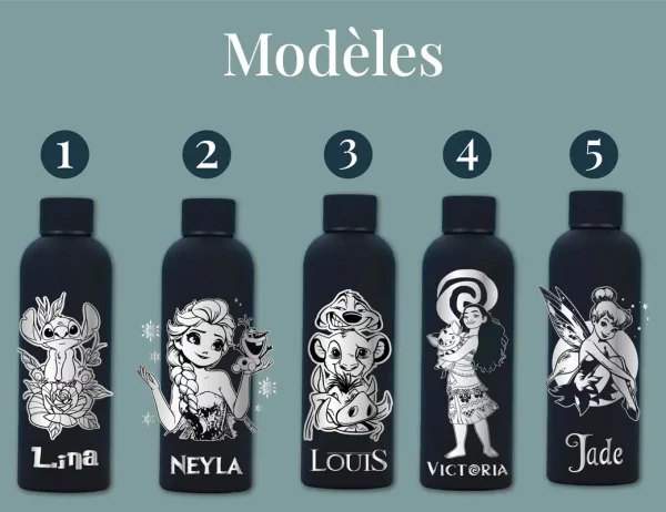 Gourde personnalisée Disney | Produit | Laser Spark | Objets de décoration et accessoires en gravure laser | Décoration pour votre intérieur et tous vos événements, idées cadeaux, accessoires originaux