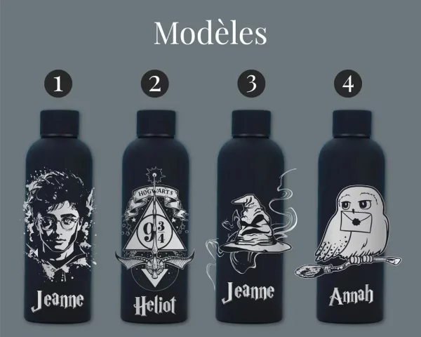 Gourde personnalisée Harry Potter | Produit | Laser Spark | Objets de décoration et accessoires en gravure laser | Décoration pour votre intérieur et tous vos événements, idées cadeaux, accessoires originaux