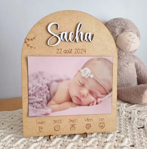 Cadre de naissance personnalisé | Produit | Laser Spark | Objets de décoration et accessoires en gravure laser | Décoration pour votre intérieur et tous vos événements, idées cadeaux, accessoires originaux