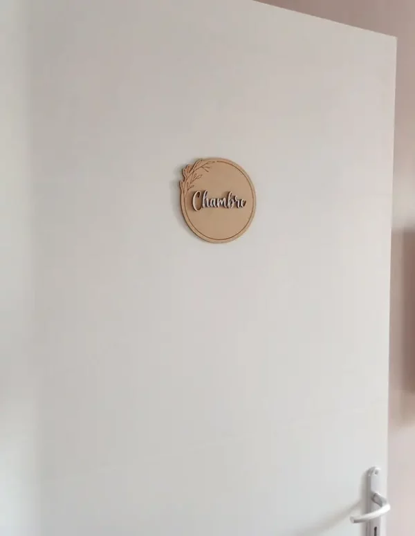 Panneau de porte rond en bois | Produit | Laser Spark | Objets de décoration et accessoires en gravure laser | Décoration pour votre intérieur et tous vos événements, idées cadeaux, accessoires originaux