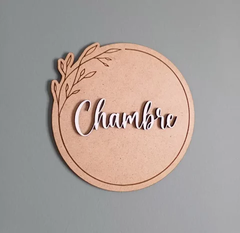 Panneau de porte rond en bois | Produit | Laser Spark | Objets de décoration et accessoires en gravure laser | Décoration pour votre intérieur et tous vos événements, idées cadeaux, accessoires originaux