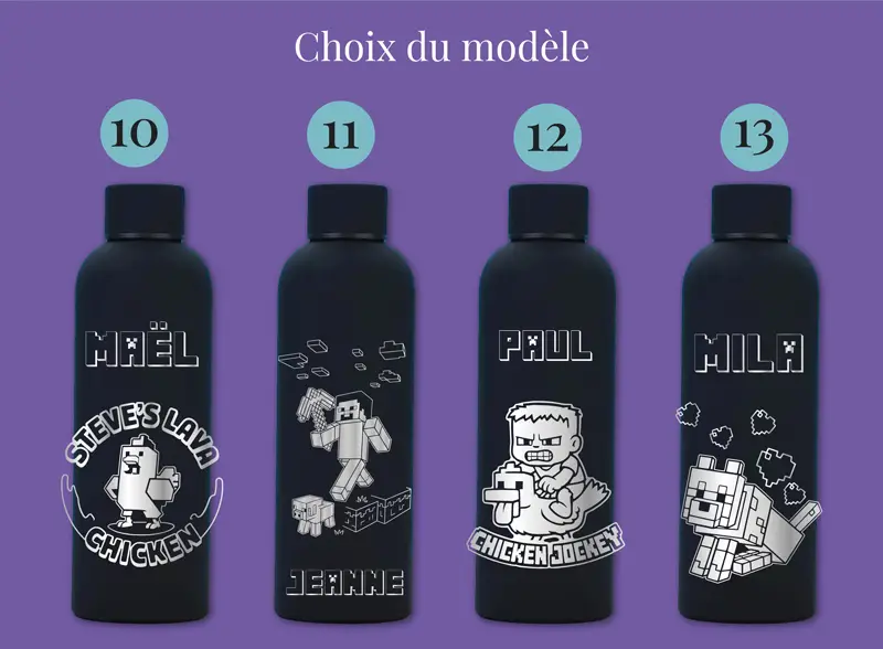 Gourde personnalisée gamers jeux vidéo | Produit | Laser Spark | Objets de décoration et accessoires en gravure laser | Décoration pour votre intérieur et tous vos événements, idées cadeaux, accessoires originaux