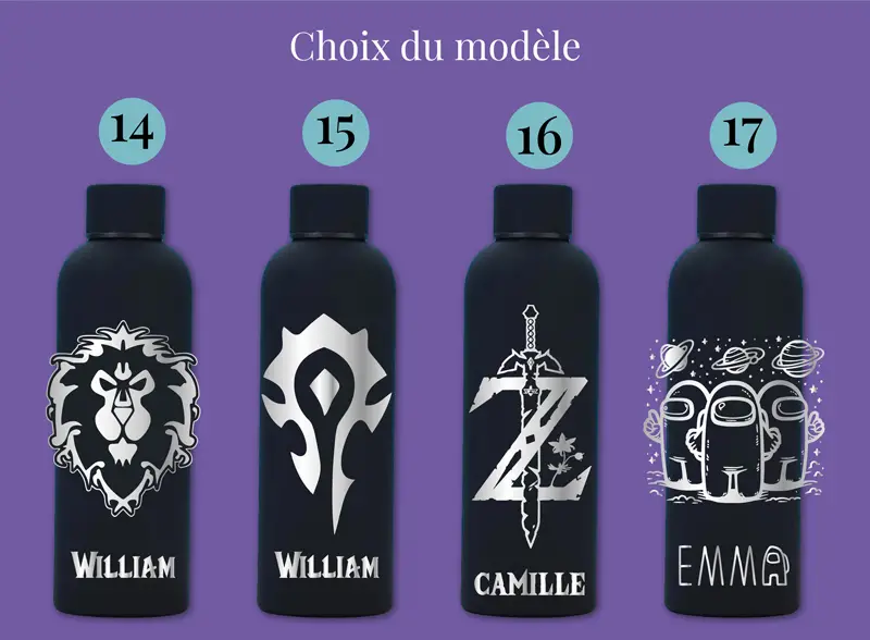 Gourde personnalisée gamers jeux vidéo | Produit | Laser Spark | Objets de décoration et accessoires en gravure laser | Décoration pour votre intérieur et tous vos événements, idées cadeaux, accessoires originaux