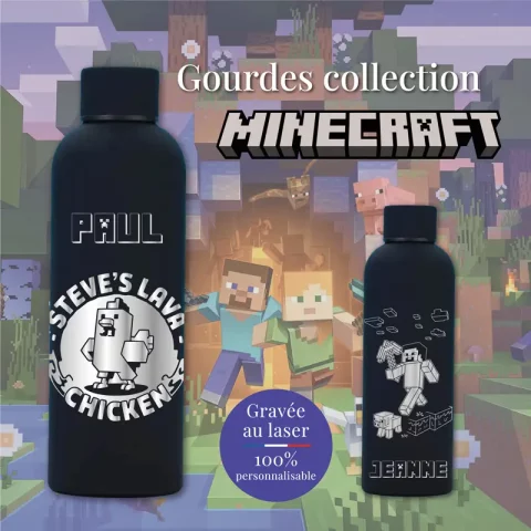 Gourde personnalisée Minecraft | Produit | Laser Spark | Objets de décoration et accessoires en gravure laser | Décoration pour votre intérieur et tous vos événements, idées cadeaux, accessoires originaux