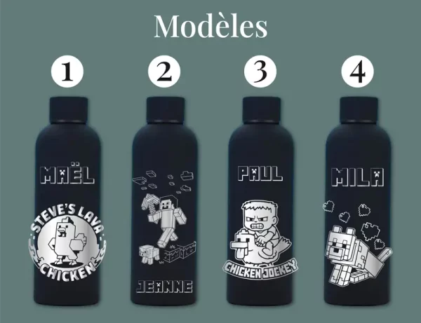 Gourde personnalisée Minecraft | Produit | Laser Spark | Objets de décoration et accessoires en gravure laser | Décoration pour votre intérieur et tous vos événements, idées cadeaux, accessoires originaux