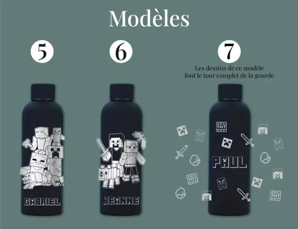 Gourde personnalisée Minecraft | Produit | Laser Spark | Objets de décoration et accessoires en gravure laser | Décoration pour votre intérieur et tous vos événements, idées cadeaux, accessoires originaux