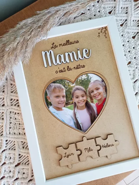 Cadre cadeau meilleure mamie | Produit | Laser Spark | Objets de décoration et accessoires en gravure laser | Décoration pour votre intérieur et tous vos événements, idées cadeaux, accessoires originaux