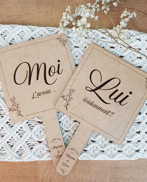 jeu de mariage elle et lui très élégant | Produit | Laser Spark | Objets de décoration et accessoires en gravure laser | Décoration pour votre intérieur et tous vos événements, idées cadeaux, accessoires originaux